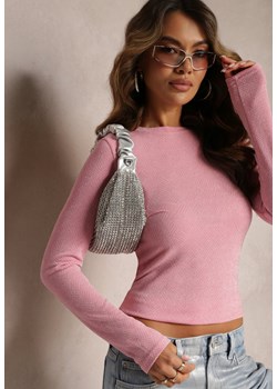 Różowa Bluzka z Ozdobną Metaliczną Nicią i Długim Rękawem Aniango ze sklepu Renee odzież w kategorii Bluzki damskie - zdjęcie 162809411