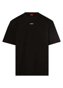 HUGO T-shirt męski Mężczyźni Bawełna czarny jednolity ze sklepu vangraaf w kategorii T-shirty męskie - zdjęcie 162812921