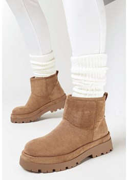 Brązowe Wsuwane Botki Śniegowce na Grubej Podeszwie za Kostkę Vasto - id: 275971 - marki born2be - 162819830 Brązowe Wsuwane Botki Śniegowce na Grubej Podeszwie za Kostkę Vasto ze sklepu born2be.pl w kategorii Śniegowce damskie - zdjęcie 162819830