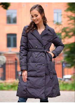 Puchowy pikowany szary płaszcz damski Perso ze sklepu Eye For Fashion w kategorii Płaszcze damskie - zdjęcie 162825211