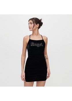 Aksamitna sukienka z aplikacją Angel czarna - Czarny ze sklepu House w kategorii Sukienki - zdjęcie 162830974