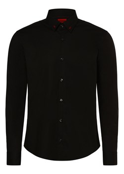 HUGO Koszula męska Mężczyźni Slim Fit Bawełna czarny jednolity ze sklepu vangraaf w kategorii Koszule męskie - zdjęcie 162832434