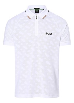 BOSS Green Męska koszulka polo Mężczyźni Sztuczne włókno biały jednolity ze sklepu vangraaf w kategorii T-shirty męskie - zdjęcie 162832451