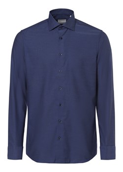 Eterna Slim Fit Koszula męska Mężczyźni Slim Fit Bawełna granatowy wypukły wzór tkaniny ze sklepu vangraaf w kategorii Koszule męskie - zdjęcie 162832630