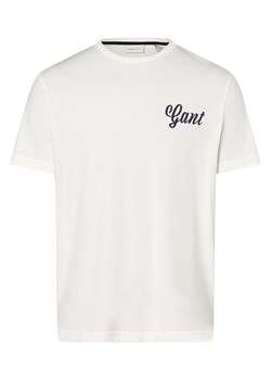 Gant T-shirt męski Mężczyźni Bawełna écru jednolity ze sklepu vangraaf w kategorii T-shirty męskie - zdjęcie 162832753