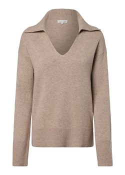 Marie Lund Damski sweter z wełny merino Kobiety Wełna beżowy jednolity ze sklepu vangraaf w kategorii Swetry damskie - zdjęcie 162833103