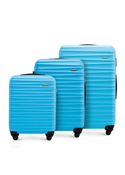 Zestaw walizek z ABS-u z żebrowaniem niebieski ze sklepu WITTCHEN w kategorii Walizki - zdjęcie 162836912