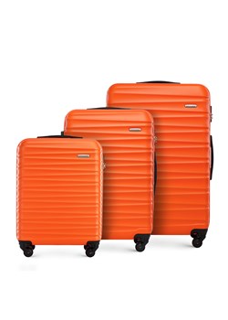 Zestaw walizek z ABS-u z żebrowaniem pomarańczowy ze sklepu WITTCHEN w kategorii Walizki - zdjęcie 162836971