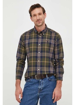 Barbour koszula bawełniana Edgar męska kolor zielony slim z kołnierzykiem button-down ze sklepu ANSWEAR.com w kategorii Koszule męskie - zdjęcie 162850982