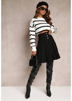 Czarna Plisowana Spódnica Mini z Wystrzępionym Dołem Convalo ze sklepu Renee odzież w kategorii Spódnice - zdjęcie 162852833