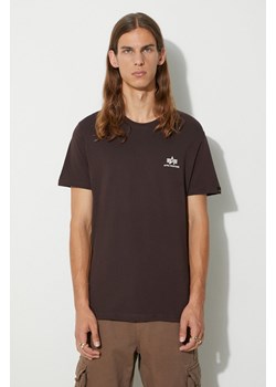 Alpha Industries t-shirt bawełniany Basic T Small Logo kolor brązowy gładki 188505.696 ze sklepu PRM w kategorii T-shirty męskie - zdjęcie 162853774