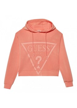 Damska bluza dresowa nierozpinana z kapturem Guess New Alisa Hooded - koral ze sklepu Sportstylestory.com w kategorii Bluzy damskie - zdjęcie 162855533