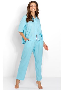Piżama damska z lnu Bounty Blue, Kolor błękitny, Rozmiar S, Momenti per me ze sklepu Intymna w kategorii Piżamy damskie - zdjęcie 162855793