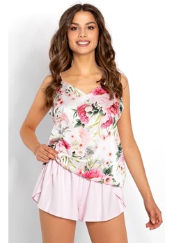Piżama dwuczęściowa w kwiecisty print Luiza, Kolor różowy-wzór, Rozmiar S, Momenti per me ze sklepu Intymna w kategorii Piżamy damskie - zdjęcie 162855830