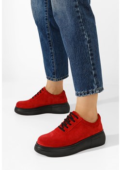 Czerwone półbuty na platformie Delisa V2 ze sklepu Zapatos w kategorii Półbuty damskie - zdjęcie 162858772