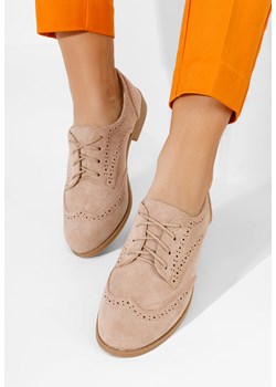 Khaki brogues damskie Rumelia ze sklepu Zapatos w kategorii Półbuty damskie - zdjęcie 162858944