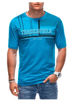 T-shirt męski z nadrukiem S1765 - jasnoniebieski ze sklepu Edoti w kategorii T-shirty męskie - zdjęcie 162888423