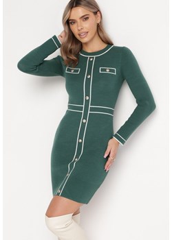 Zielona Sweterkowa Sukienka Mini Blomanda ze sklepu Born2be Odzież w kategorii Sukienki - zdjęcie 162888772