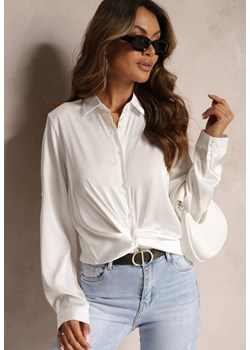 Biała Satynowa Koszula na Guziki Noccle ze sklepu Renee odzież w kategorii Koszule damskie - zdjęcie 162889410