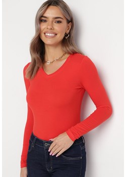 Czerwona Bawełniana Bluzka z Długim Rękawem Cerminia ze sklepu Born2be Odzież w kategorii Bluzki damskie - zdjęcie 162893822