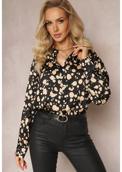 Czarna Koszula Ozdobiona Wzorem w Nieregularne Kropki Maetta ze sklepu Renee odzież w kategorii Koszule damskie - zdjęcie 162898834