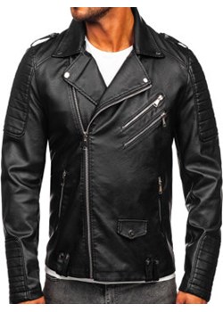 Czarna ramoneska kurtka skórzana męska Denley 11Z8065 ze sklepu Denley w kategorii Kurtki męskie - zdjęcie 162900192