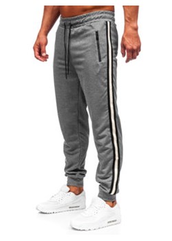Szare spodnie męskie joggery dresowe Denley JX6156 ze sklepu Denley w kategorii Spodnie męskie - zdjęcie 162900204