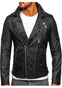 Czarna ramoneska kurtka skórzana męska Denley 11Z8026 ze sklepu Denley w kategorii Kurtki męskie - zdjęcie 162900223