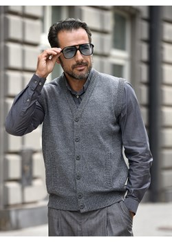 Sweter męski kamizelka Roman - popiel - M ze sklepu Swetry Lasota w kategorii Kamizelki męskie - zdjęcie 162913150