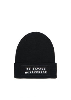 Cropp - Czarna czapka z personalizowanym napisem - czarny ze sklepu Cropp w kategorii Czapki zimowe męskie - zdjęcie 162923191