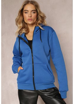 Niebieska Zasuwana Bluza Ocieplona Polarem z Kapturem Lisati ze sklepu Renee odzież w kategorii Bluzy damskie - zdjęcie 162928951