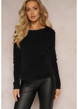 Czarny Sweter z Okrągłym Dekoltem o Puchatej Fakturze Inosuela ze sklepu Renee odzież w kategorii Swetry damskie - zdjęcie 162929031