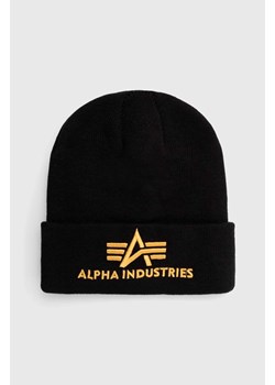 Alpha Industries czapka 3D Beanie kolor czarny z cienkiej dzianiny 168910.583 ze sklepu PRM w kategorii Czapki zimowe damskie - zdjęcie 162932613