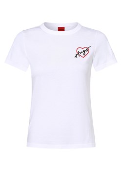 HUGO T-shirt damski Kobiety Bawełna biały jednolity ze sklepu vangraaf w kategorii Bluzki damskie - zdjęcie 162934401