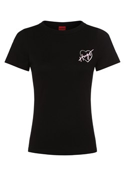HUGO T-shirt damski Kobiety Bawełna czarny jednolity ze sklepu vangraaf w kategorii Bluzki damskie - zdjęcie 162934402