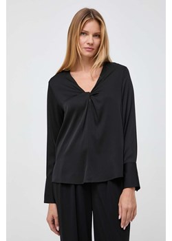 BOSS bluzka jedwabna kolor czarny gładka ze sklepu ANSWEAR.com w kategorii Bluzki damskie - zdjęcie 162938001
