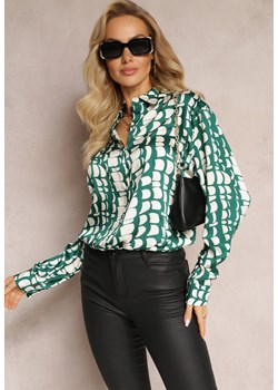 Ciemnozielona Koszula w Abstrakcyjny Geometryczny Wzór Nareena ze sklepu Renee odzież w kategorii Koszule damskie - zdjęcie 162946770