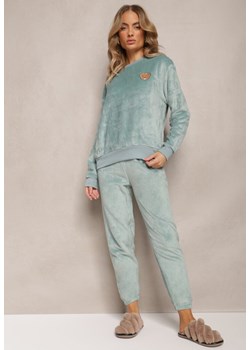 Miętowy Komplet Piżamowy Luźna Bluza i Spodnie Joggery Mlikena ze sklepu Renee odzież w kategorii Piżamy damskie - zdjęcie 162946840