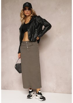 Ciemnozielona Jeansowa Spódnica Ołówkowa Midi z Guzikami Edelicone ze sklepu Renee odzież w kategorii Spódnice - zdjęcie 162946902