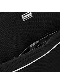 Średnia walizka miękka z błyszczącym suwakiem z przodu czarna ze sklepu WITTCHEN w kategorii Walizki - zdjęcie 163348114