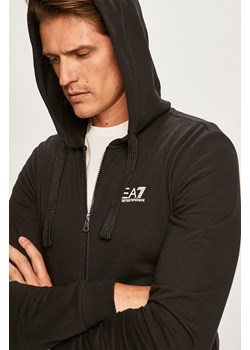 EA7 Emporio Armani bluza bawełniana męska kolor czarny z kapturem gładka ze sklepu ANSWEAR.com w kategorii Bluzy męskie - zdjęcie 163350883