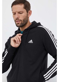 adidas bluza bawełniana męska kolor czarny z kapturem z aplikacją  IC0433 ze sklepu ANSWEAR.com w kategorii Bluzy męskie - zdjęcie 163361841
