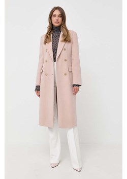 Pinko płaszcz wełniany kolor beżowy przejściowy dwurzędowy ze sklepu ANSWEAR.com w kategorii Płaszcze damskie - zdjęcie 163363260