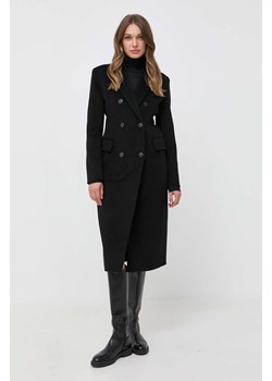 Pinko płaszcz wełniany kolor czarny przejściowy dwurzędowy ze sklepu ANSWEAR.com w kategorii Płaszcze damskie - zdjęcie 163363274