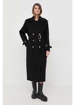 Pinko płaszcz wełniany kolor czarny przejściowy dwurzędowy 101672.Y27P ze sklepu ANSWEAR.com w kategorii Płaszcze damskie - zdjęcie 163363344