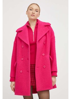 Red Valentino płaszcz wełniany kolor różowy przejściowy dwurzędowy ze sklepu ANSWEAR.com w kategorii Płaszcze damskie - zdjęcie 163363740