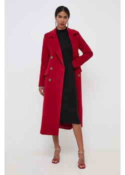 Marciano Guess płaszcz wełniany kolor czerwony przejściowy dwurzędowy ze sklepu ANSWEAR.com w kategorii Płaszcze damskie - zdjęcie 163364671