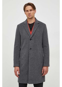 BOSS płaszcz wełniany kolor szary przejściowy ze sklepu ANSWEAR.com w kategorii Płaszcze męskie - zdjęcie 163365253