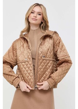 BOSS kurtka damska kolor beżowy przejściowa oversize ze sklepu ANSWEAR.com w kategorii Kurtki damskie - zdjęcie 163366140