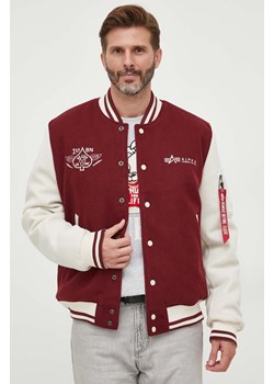 Alpha Industries kurtka bomber Varsity Air Force Jacket męski kolor bordowy przejściowa ze sklepu ANSWEAR.com w kategorii Kurtki męskie - zdjęcie 163372993